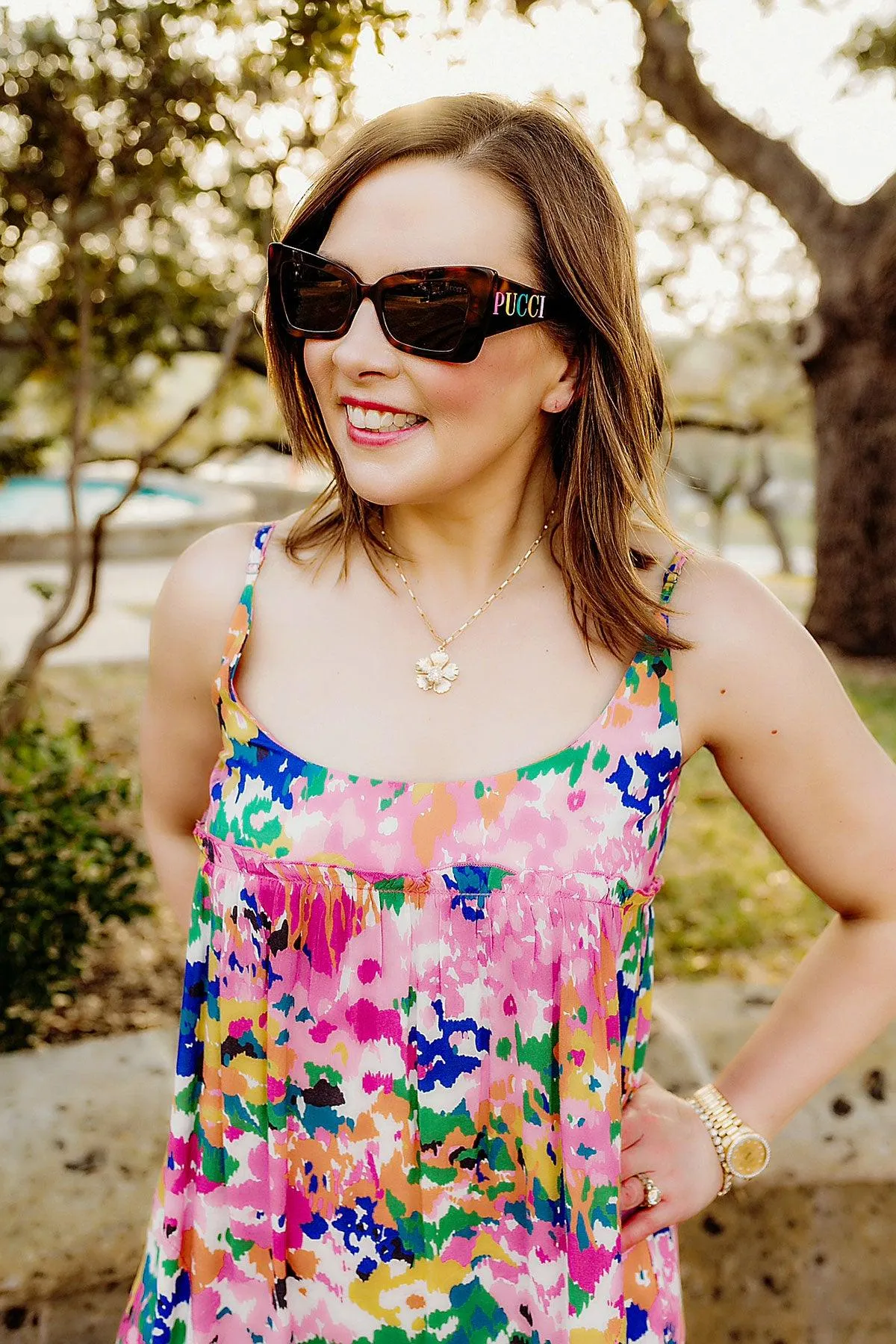 Tiana Flower Pendant Necklace in Worn Gold sold by Canvas Style product image thumbnail 3