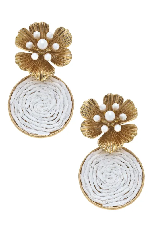 Palm Beach Pearl & Raffia Earrings sold by Canvas Style