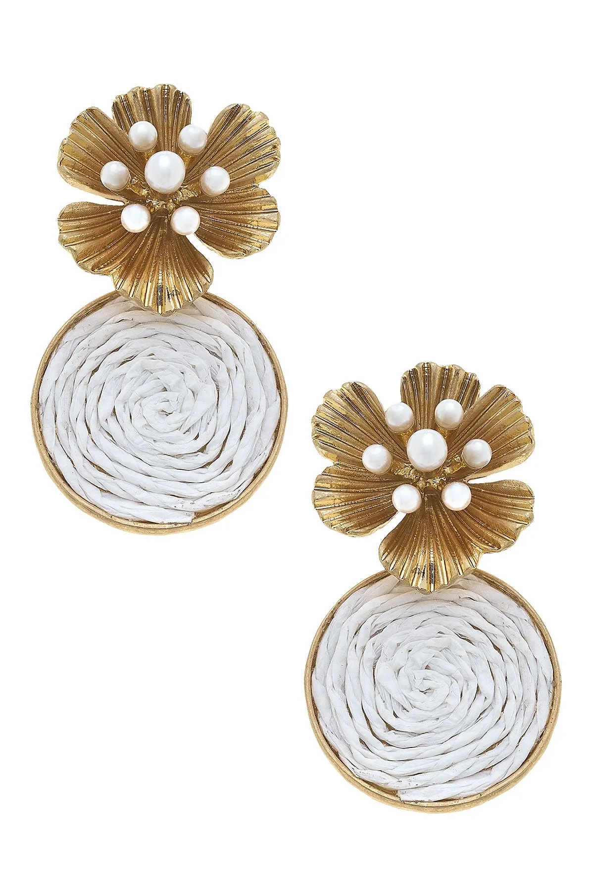 Palm Beach Pearl & Raffia Earrings sold by Canvas Style