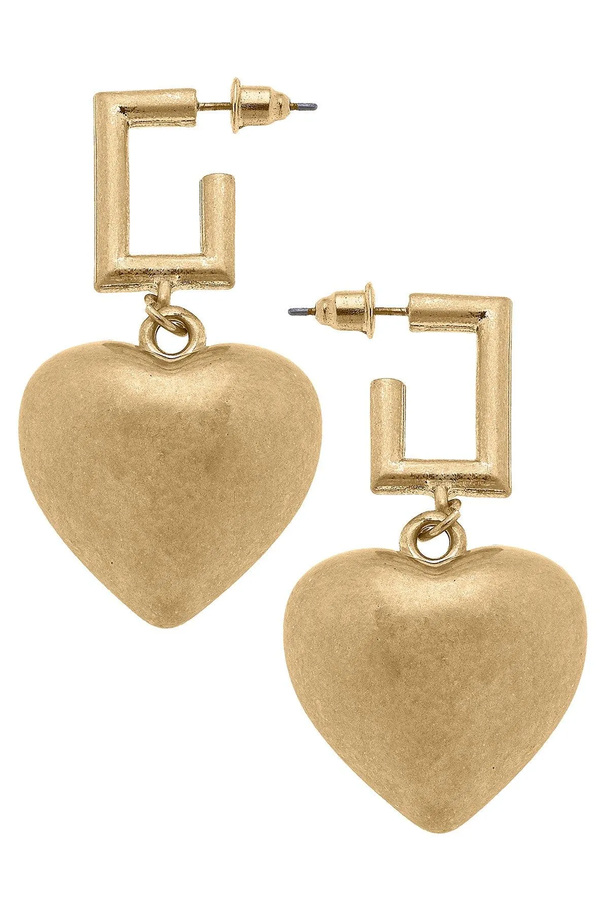 Dakota Puffy Heart Drop Earrings - FINAL SALE sold by Canvas Style