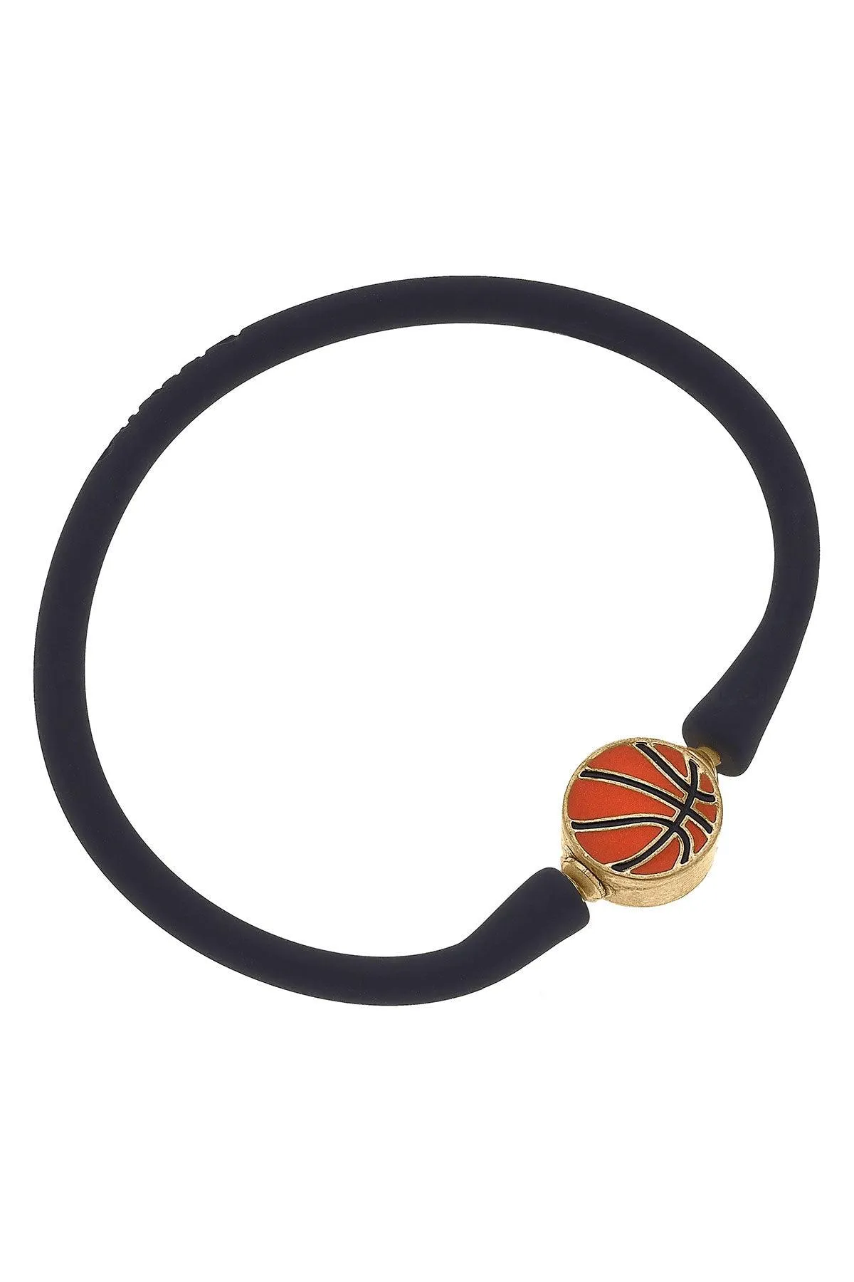 Enamel Basketball Silicone Bali Bracelet in Black sold by Canvas Style
