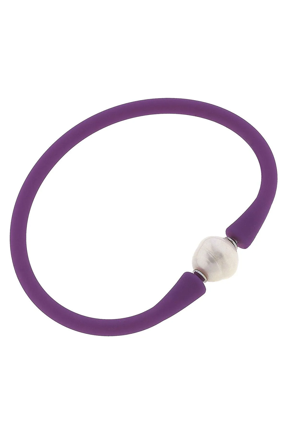 Bali Freshwater Pearl Silicone Bracelet in Purple - FINAL SALE sold by Canvas Style