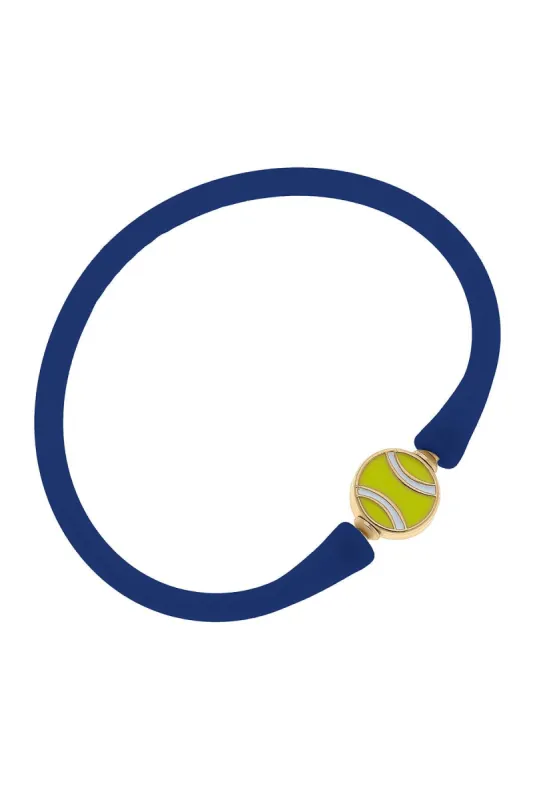 Enamel Tennis Ball Silicone Bali Bracelet in Royal Blue sold by Canvas Style