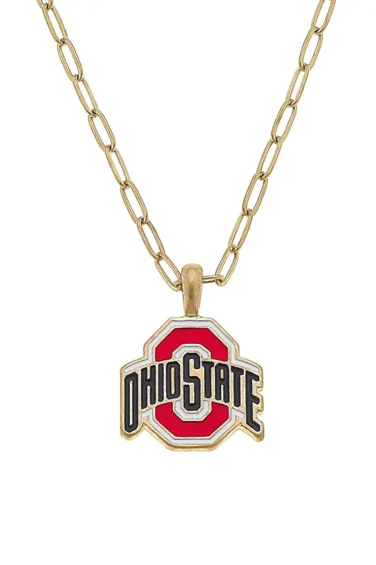Ohio State Buckeyes Enamel Pendant Necklace in Scarlet sold by Canvas Style