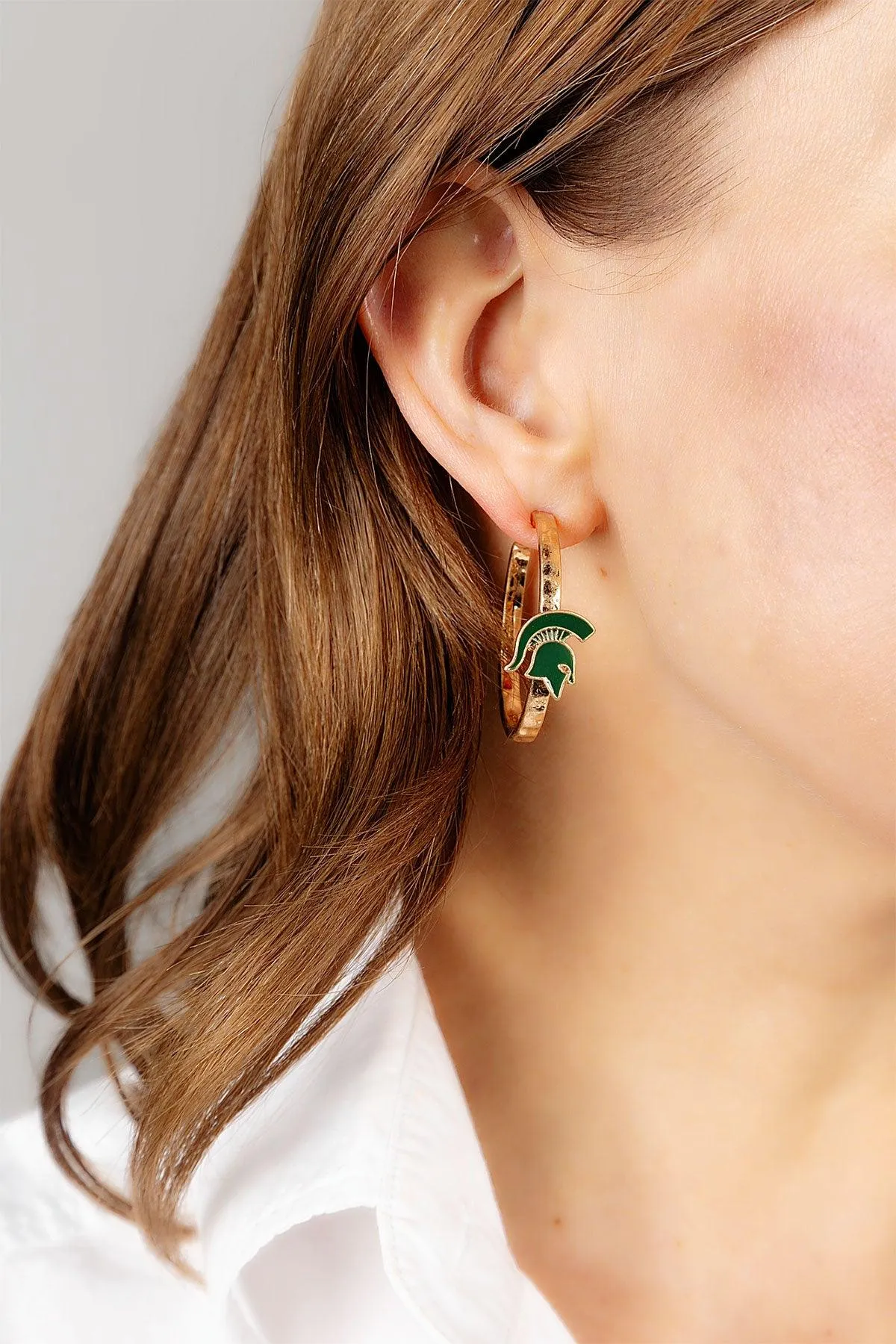 Michigan State Spartans Enamel Logo Hoop Earrings - FINAL SALE sold by Canvas Style product image thumbnail 2