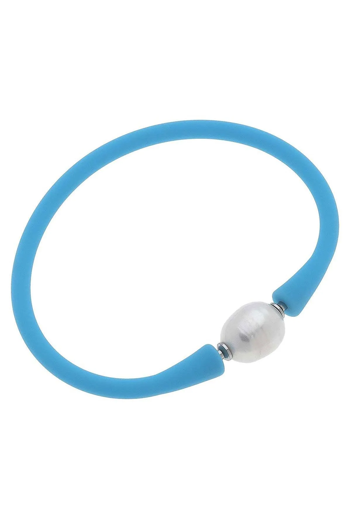 Bali Freshwater Pearl Silicone Bracelet in Aqua - FINAL SALE sold by Canvas Style