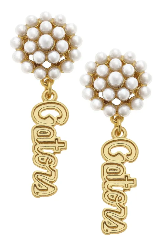 Florida Gators Pearl Cluster 24K Gold Plated Logo Earrings sold by Canvas Style