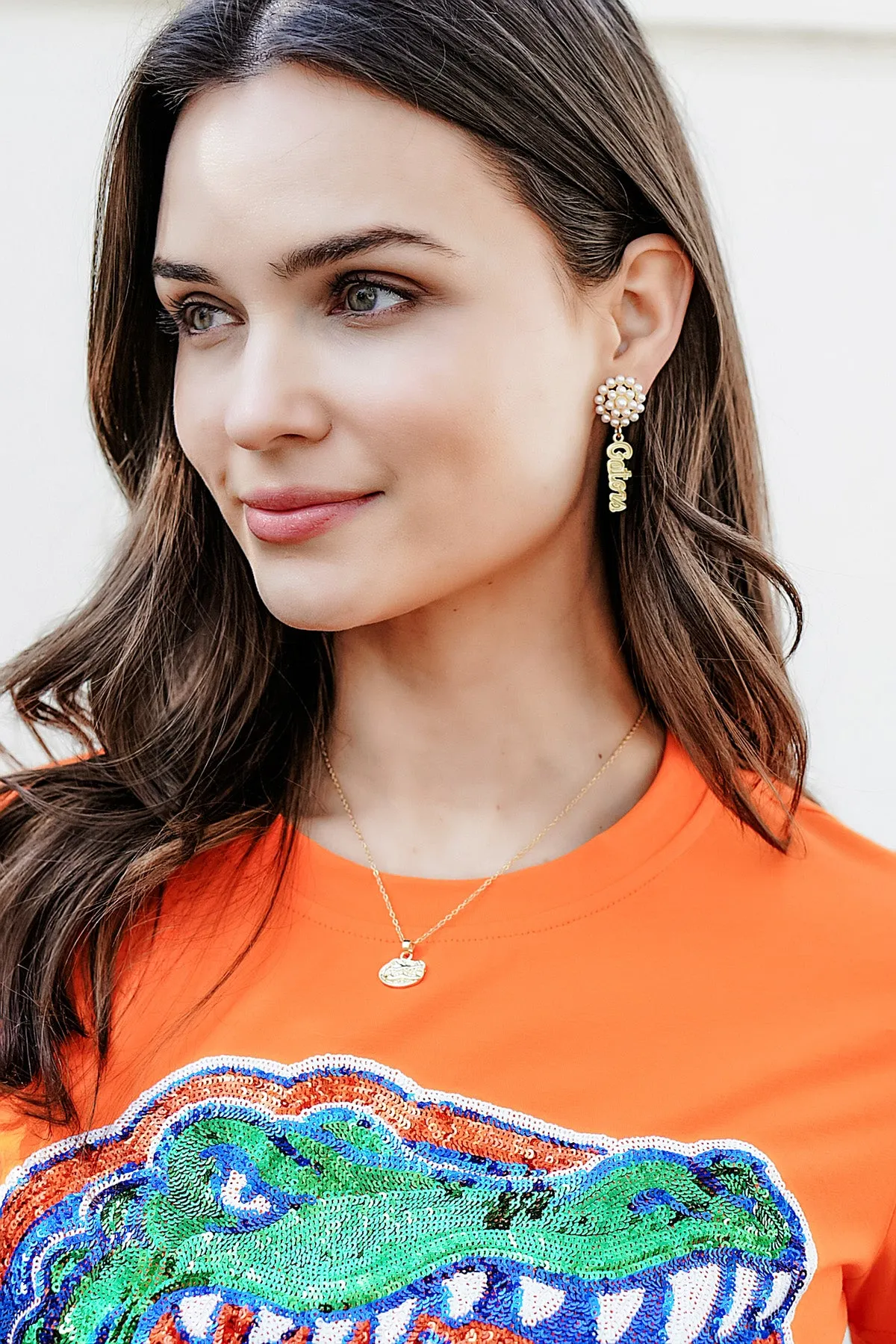 Florida Gators Pearl Cluster 24K Gold Plated Logo Earrings sold by Canvas Style product image thumbnail 2
