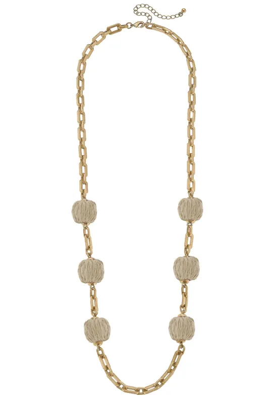 St. Barts Raffia Chain Link Necklace in Natural sold by Canvas Style