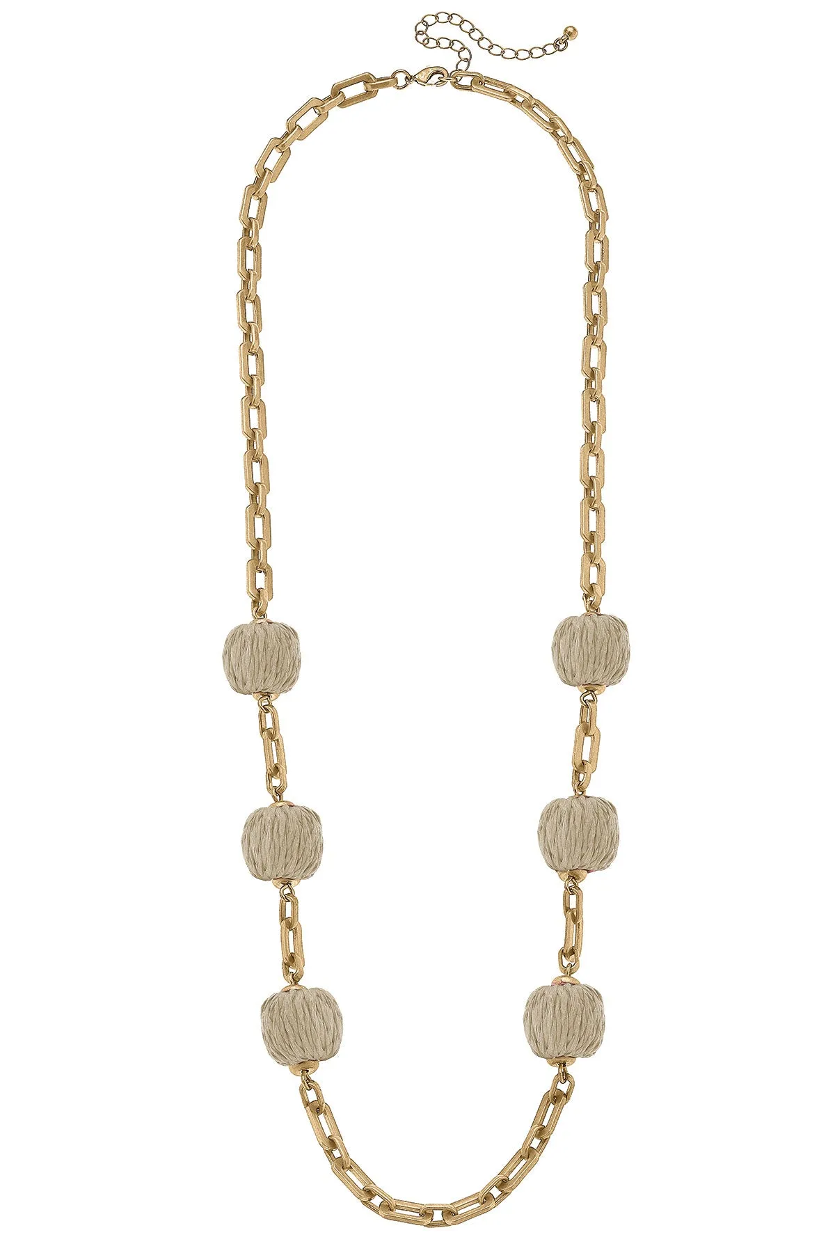 St. Barts Raffia Chain Link Necklace in Natural sold by Canvas Style