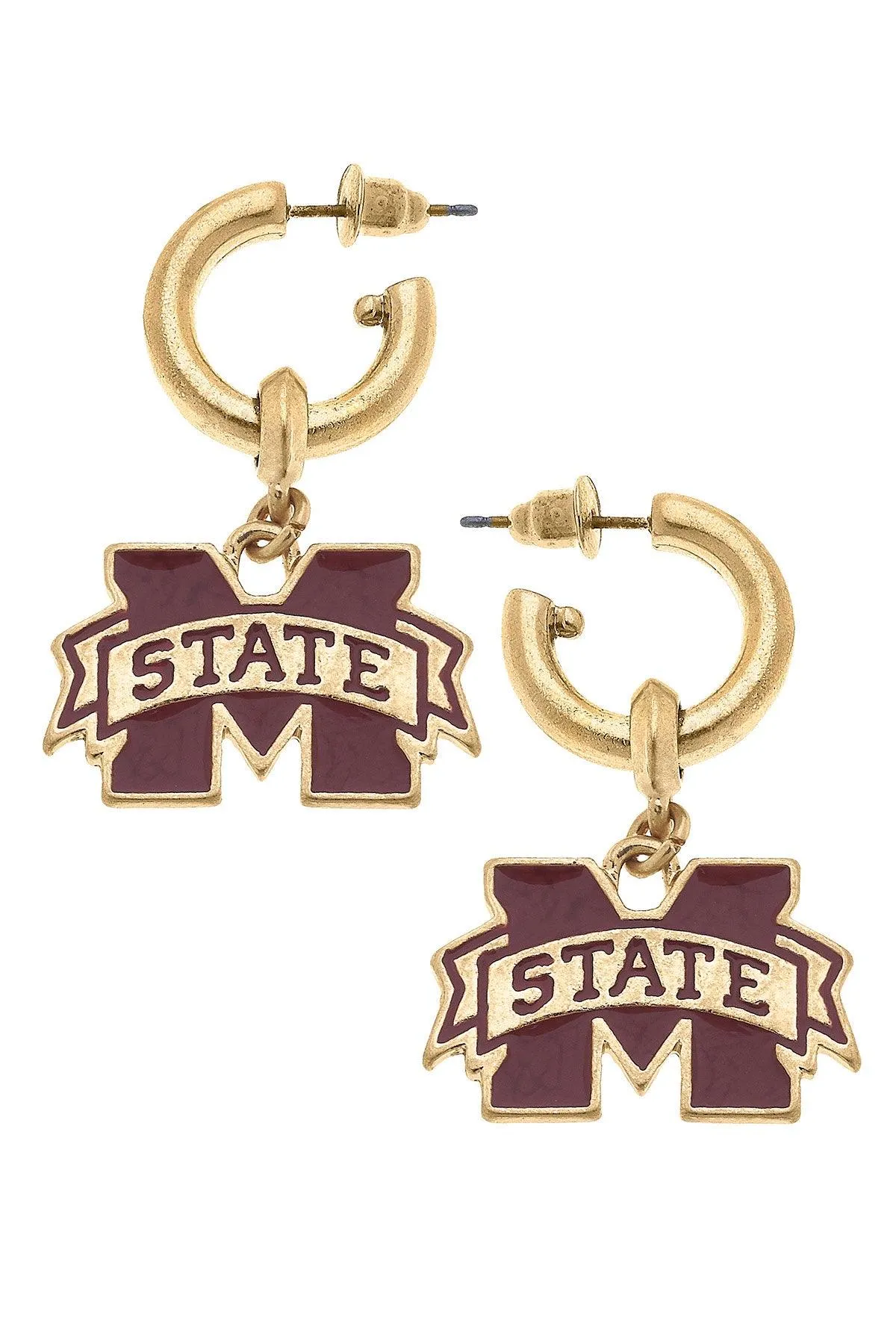 Mississippi State Bulldogs Enamel Drop Hoop Earrings - FINAL SALE sold by Canvas Style