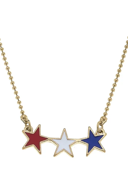 Americana Enamel Stars Necklace in Red, White & Blue sold by Canvas Style