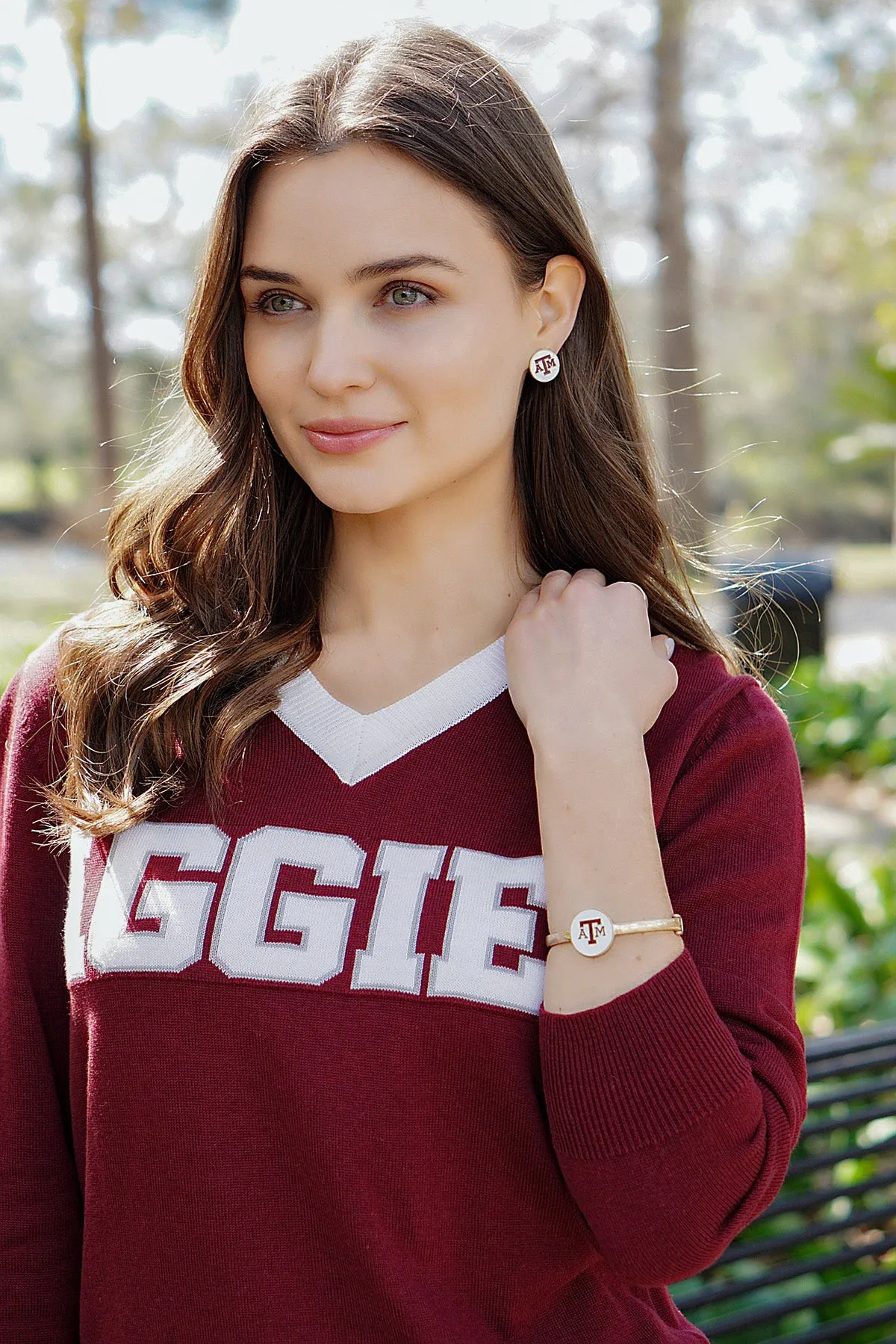 Texas A&M Aggies Enamel Disc Stud Earrings - FINAL SALE sold by Canvas Style product image thumbnail 2