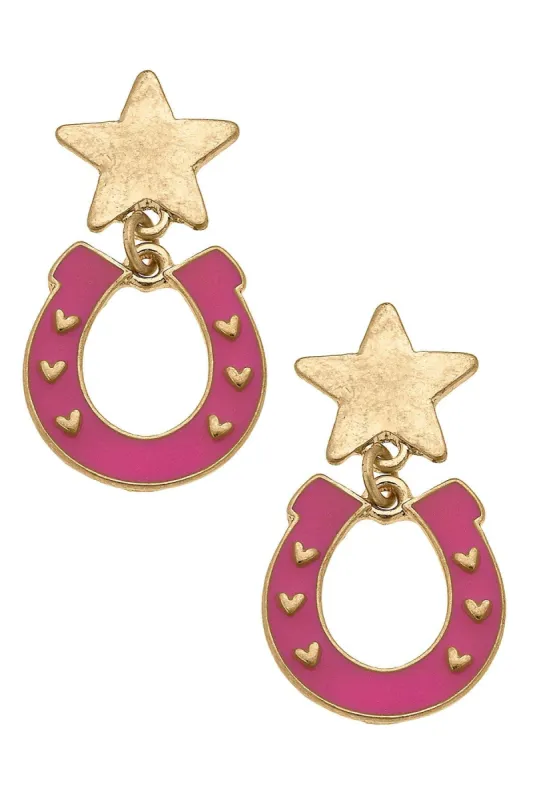 Lucky Stars Enamel Horseshoe Earrings sold by Canvas Style