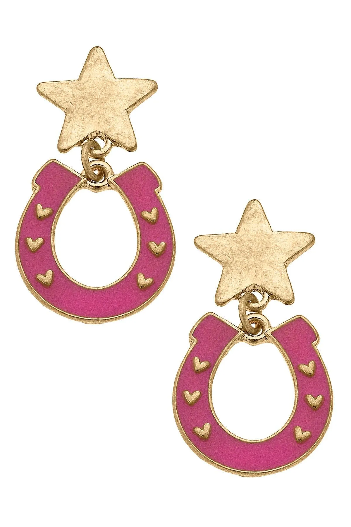 Lucky Stars Enamel Horseshoe Earrings sold by Canvas Style