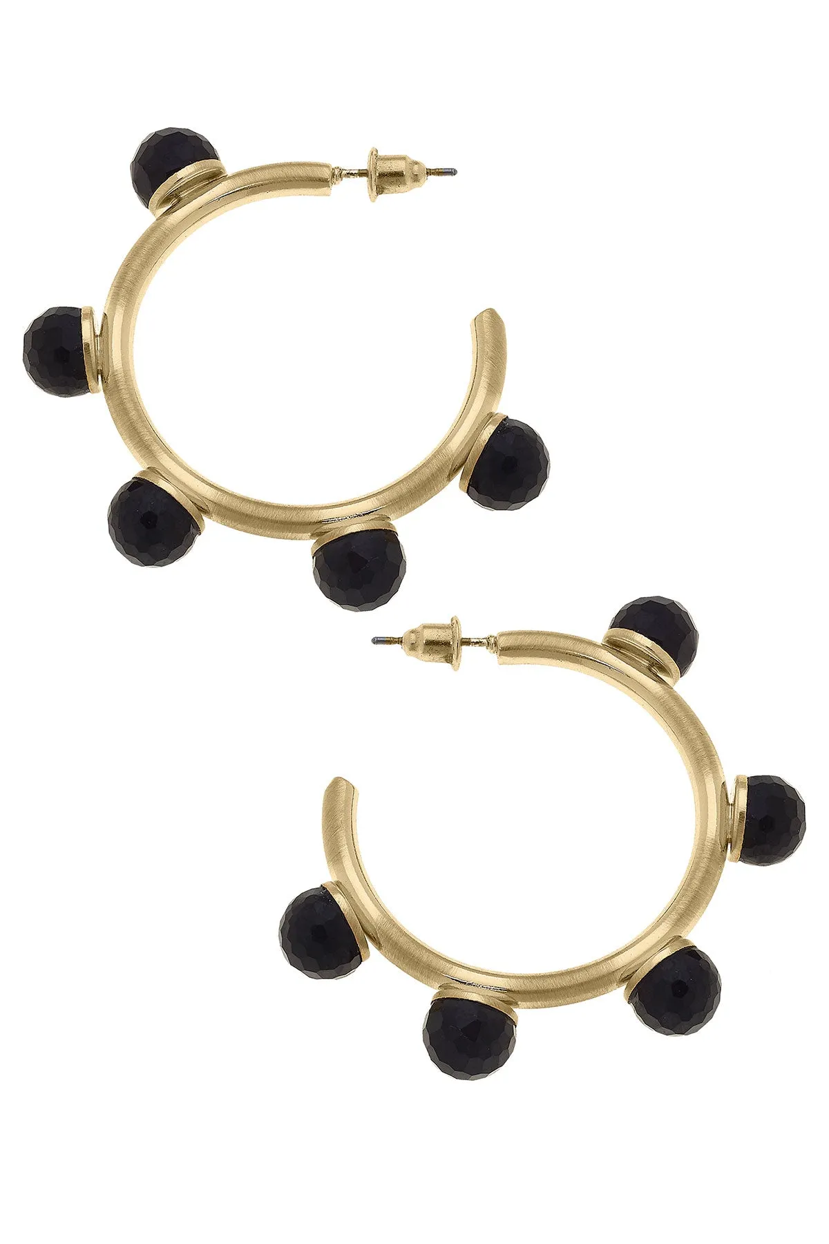 Allison Resin Beaded Hoop Earrings in Black sold by Canvas Style