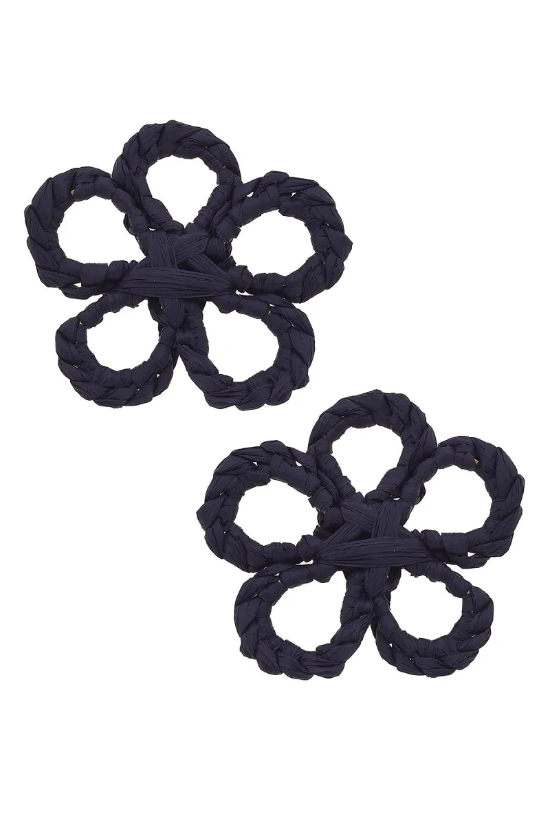 Tahiti Raffia Stud Earrings in Navy - FINAL SALE sold by Canvas Style