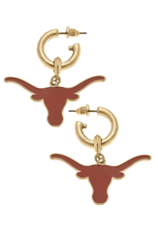 PREORDER Texas Longhorns Enamel Drop Hoop Earrings sold by Canvas Style