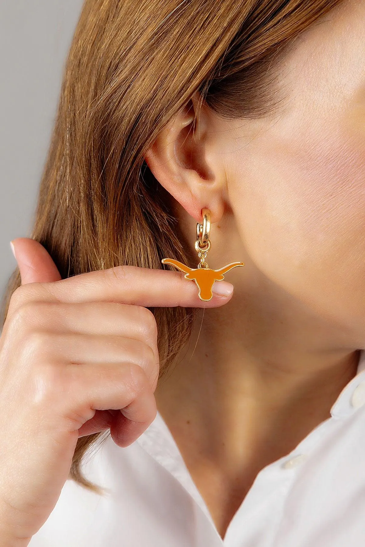 PREORDER Texas Longhorns Enamel Drop Hoop Earrings sold by Canvas Style product image thumbnail 2