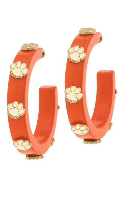 Clemson Tigers Resin Logo Hoop Earrings sold by Canvas Style