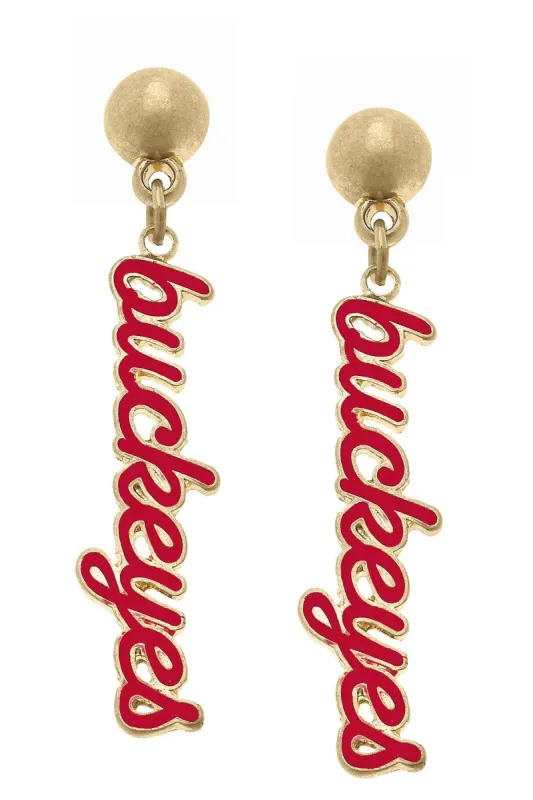 Ohio State Buckeyes Enamel Script Earrings sold by Canvas Style