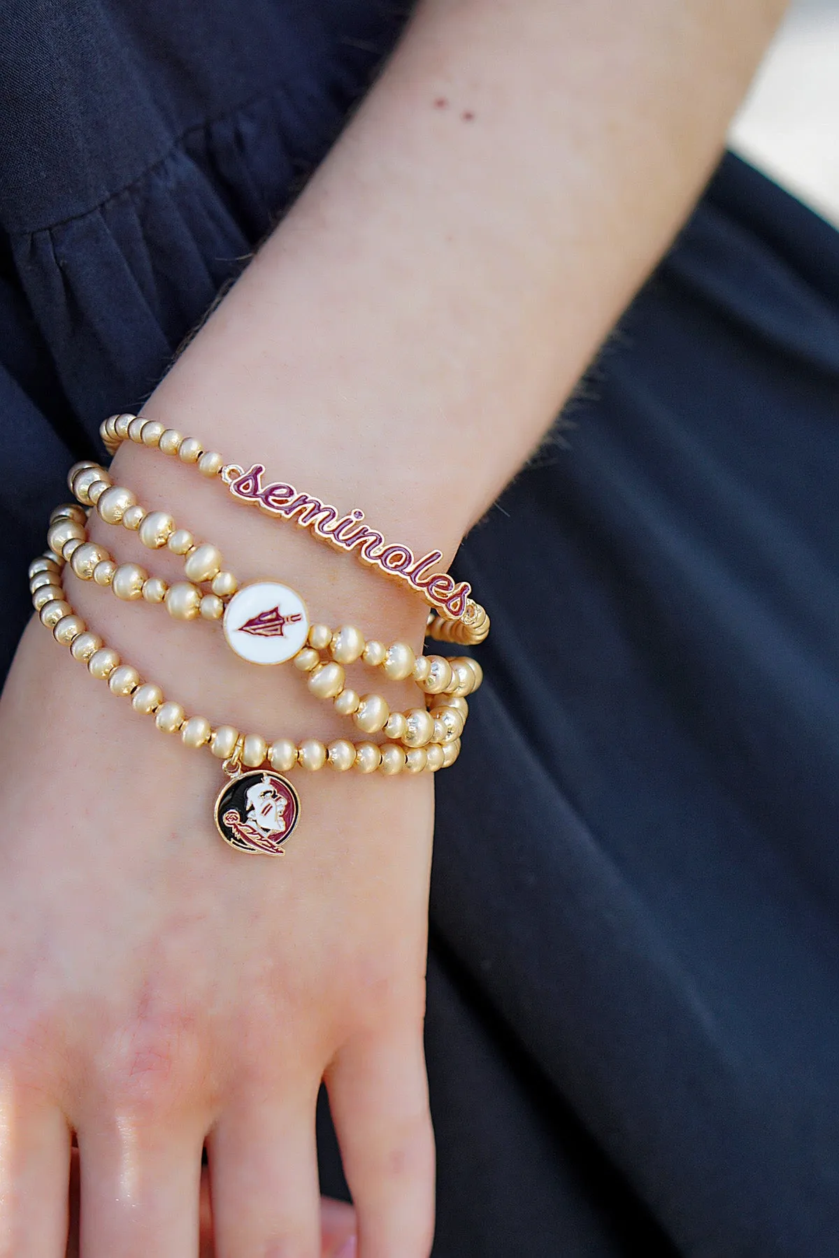 Florida State Seminoles 2-Row Ball Bead Stretch Bracelet sold by Canvas Style product image thumbnail 2