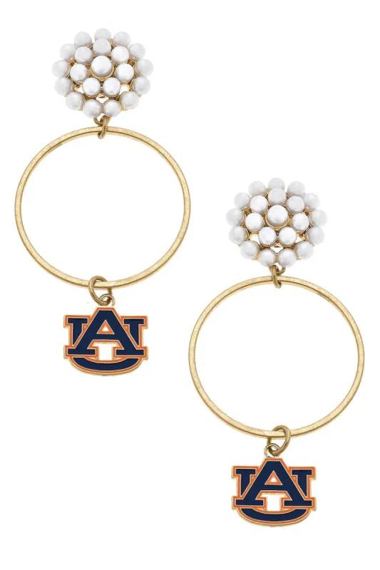 Auburn Tigers Pearl Cluster Enamel Hoop Earrings - FINAL SALE sold by Canvas Style
