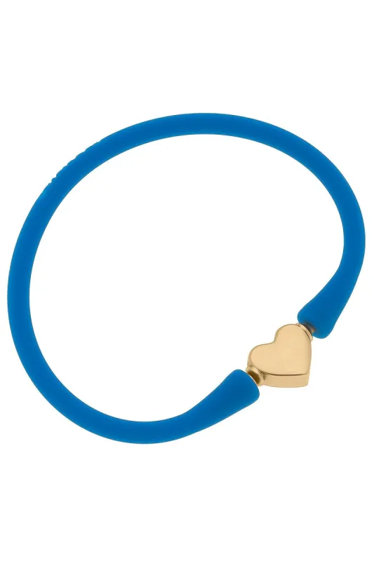 Bali Heart Bead Silicone Bracelet in Blue - FINAL SALE sold by Canvas Style