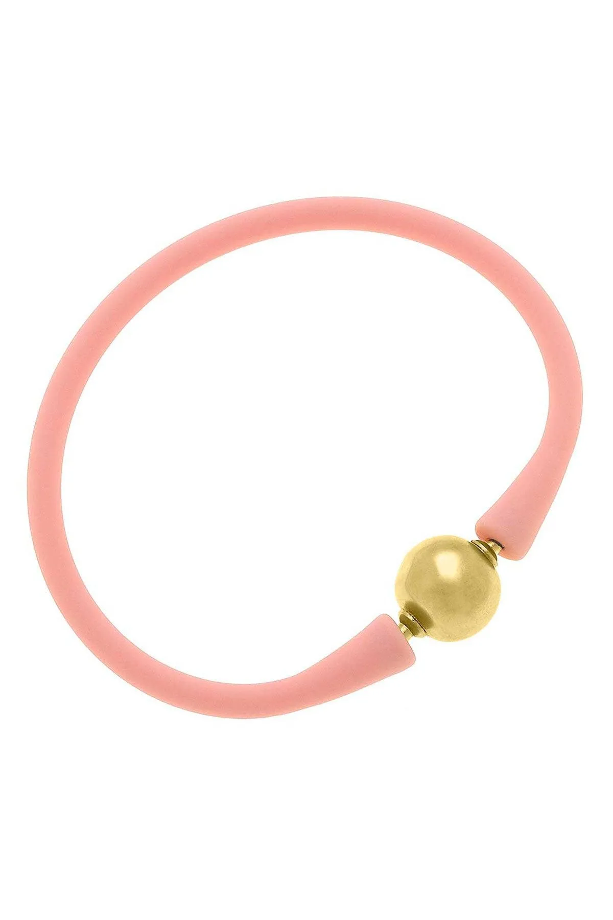 Bali 24K Gold Plated Ball Bead Silicone Bracelet in Light Pink - FINAL SALE sold by Canvas Style