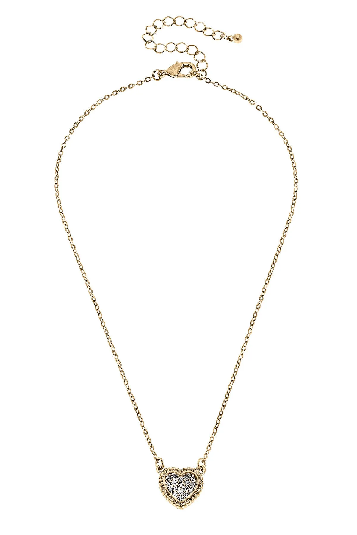 Corrine Pavé Heart Charm Necklace in Worn Gold sold by Canvas Style product image thumbnail 2
