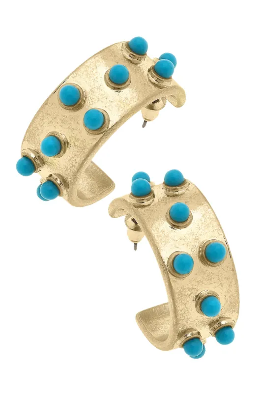 Yellowstone Turquoise Studded Hoop Earrings made by Canvas Style
