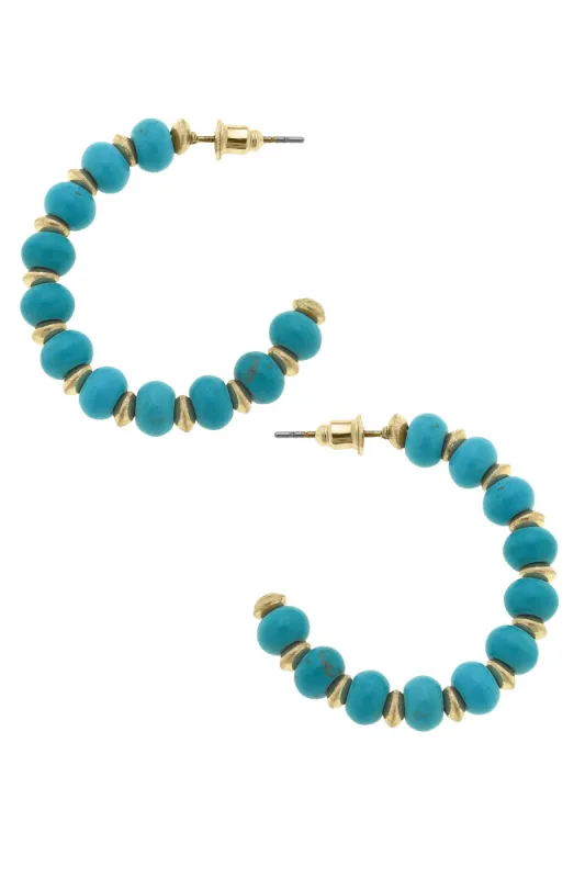 Kaycee Beaded Turquoise Hoop Earrings sold by Canvas Style