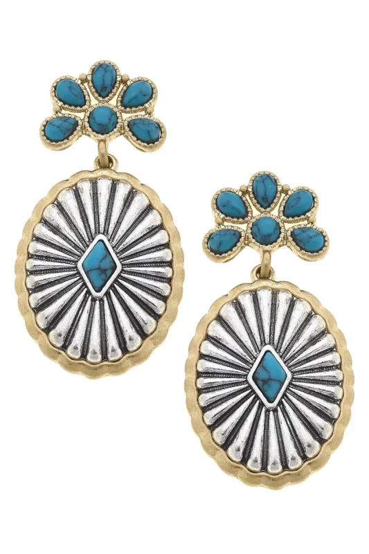 Monica Turquoise Drop Statement Earrings sold by Canvas Style