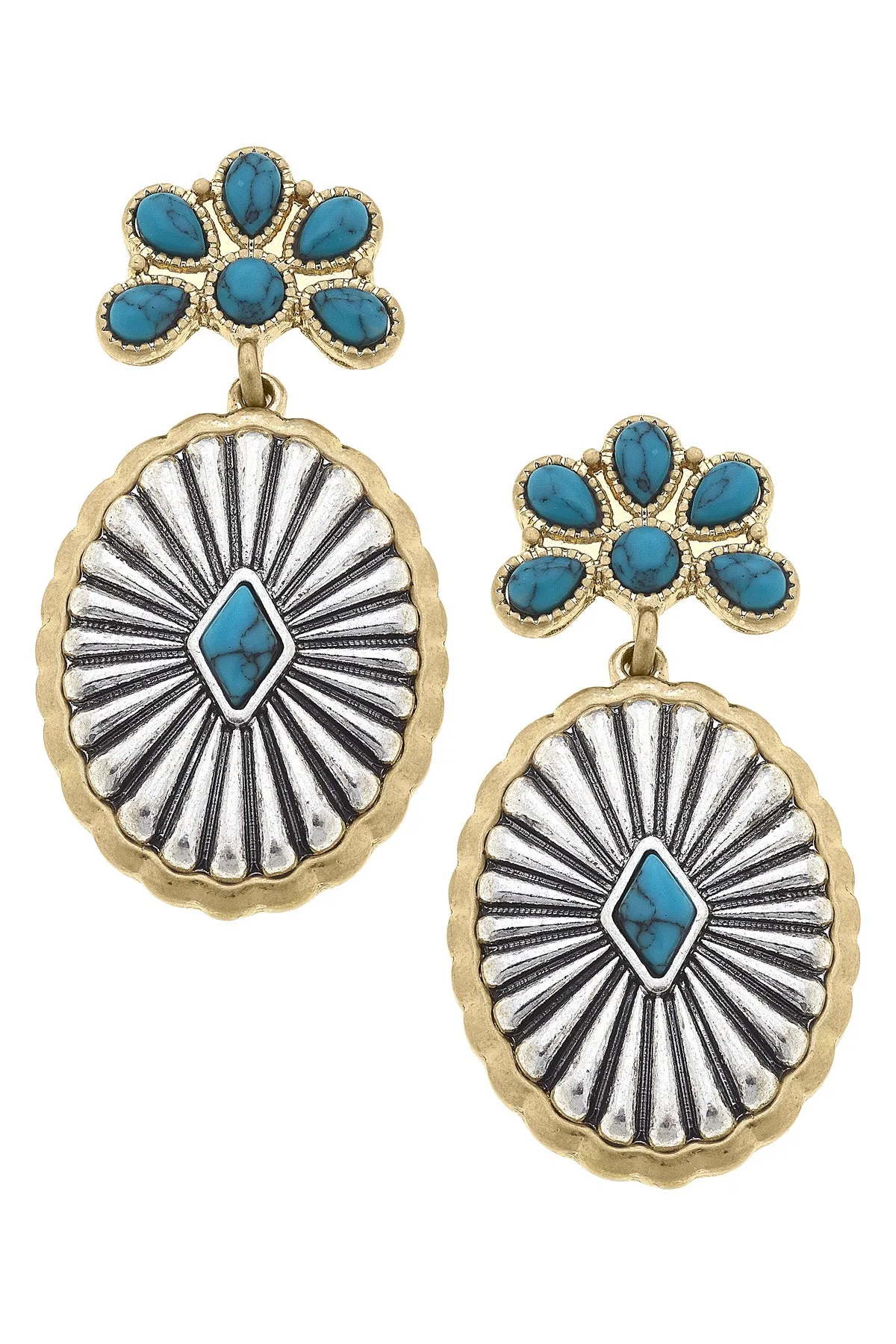Monica Turquoise Drop Statement Earrings sold by Canvas Style