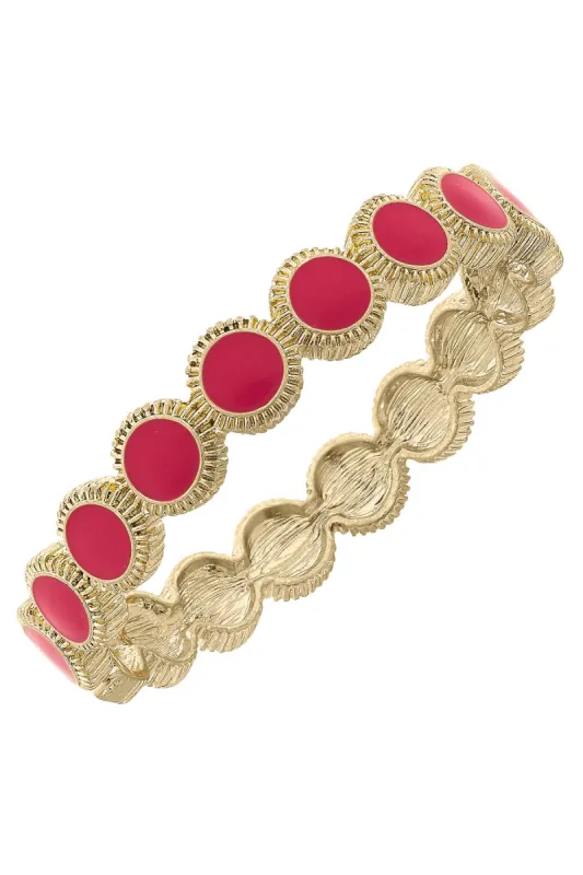 Bianca Enamel Disc Hinge Bangle in Fuchsia sold by Canvas Style