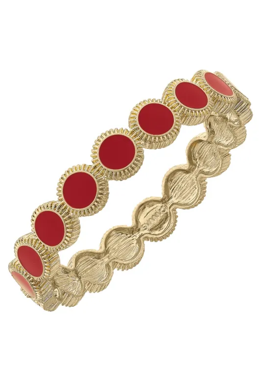 Bianca Enamel Disc Hinge Bangle in Red sold by Canvas Style