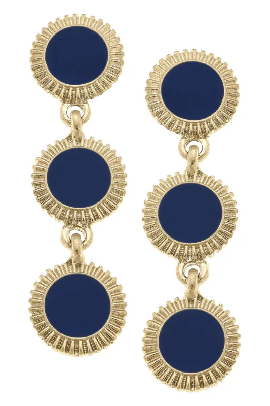 Mary Brian Enamel Disc Earrings in Royal Blue sold by Canvas Style