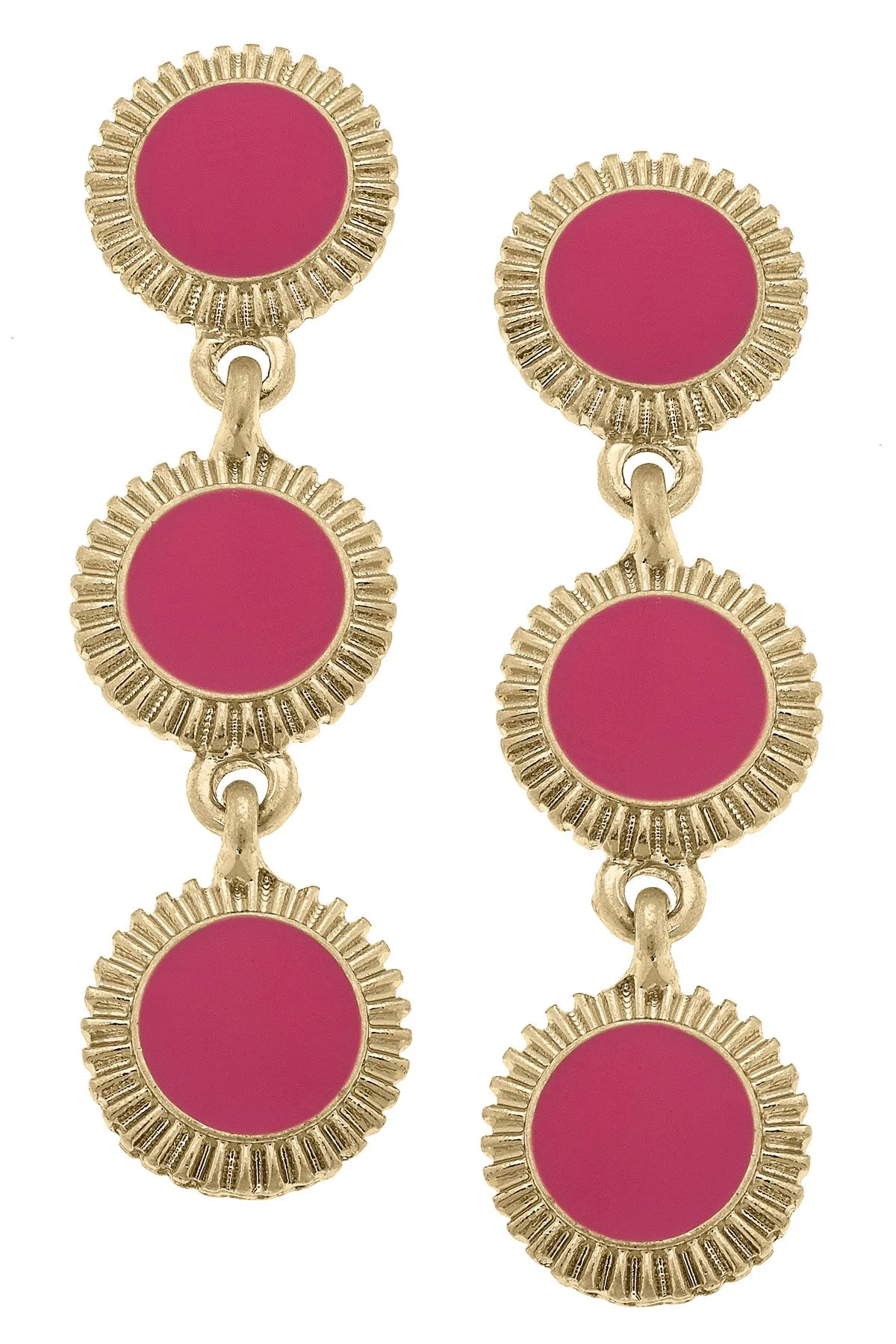 Mary Brian Enamel Disc Earrings in Fuchsia sold by Canvas Style