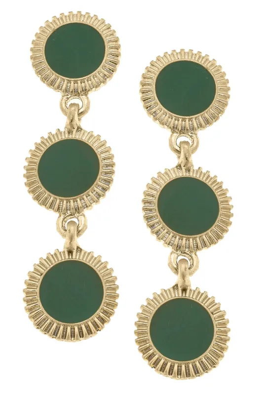 Mary Brian Enamel Disc Earrings in Green sold by Canvas Style