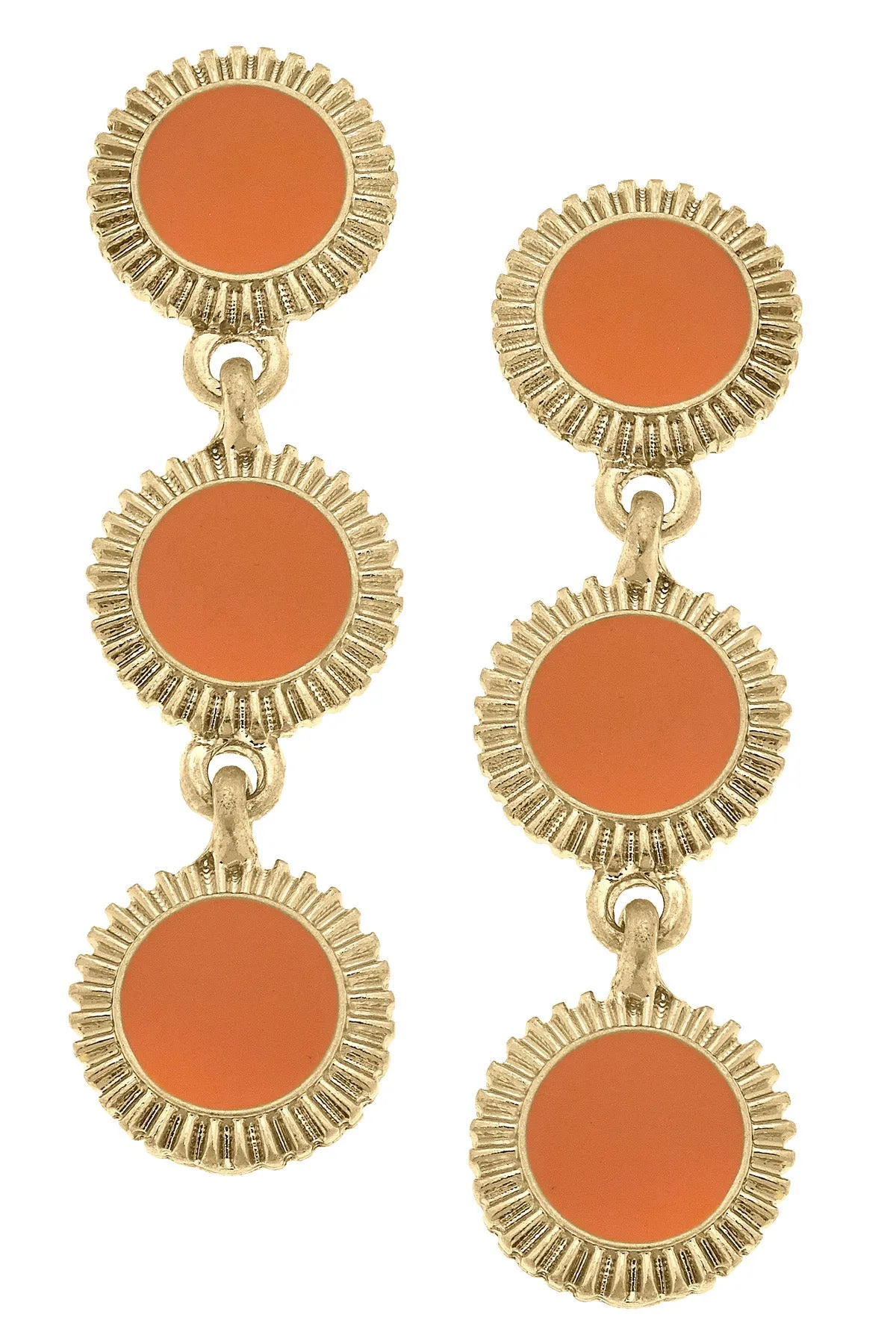 Mary Brian Enamel Disc Earrings in Orange sold by Canvas Style