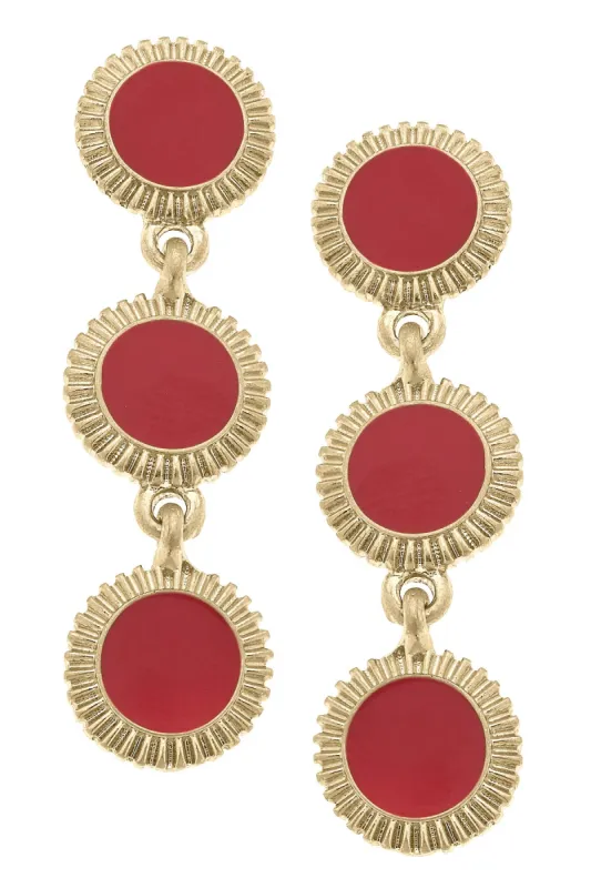 Mary Brian Enamel Disc Earrings in Red sold by Canvas Style