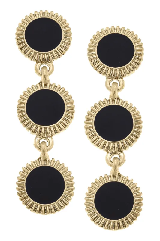 Mary Brian Enamel Disc Earrings in Black sold by Canvas Style