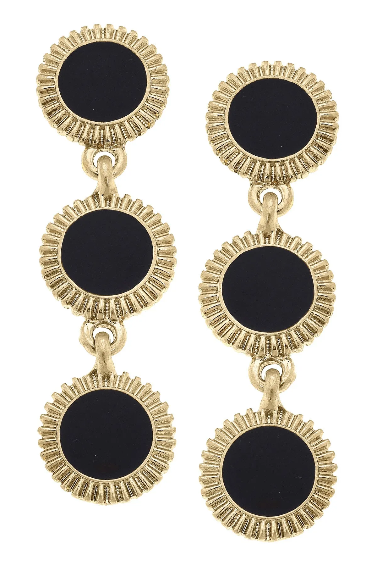 Mary Brian Enamel Disc Earrings in Black sold by Canvas Style
