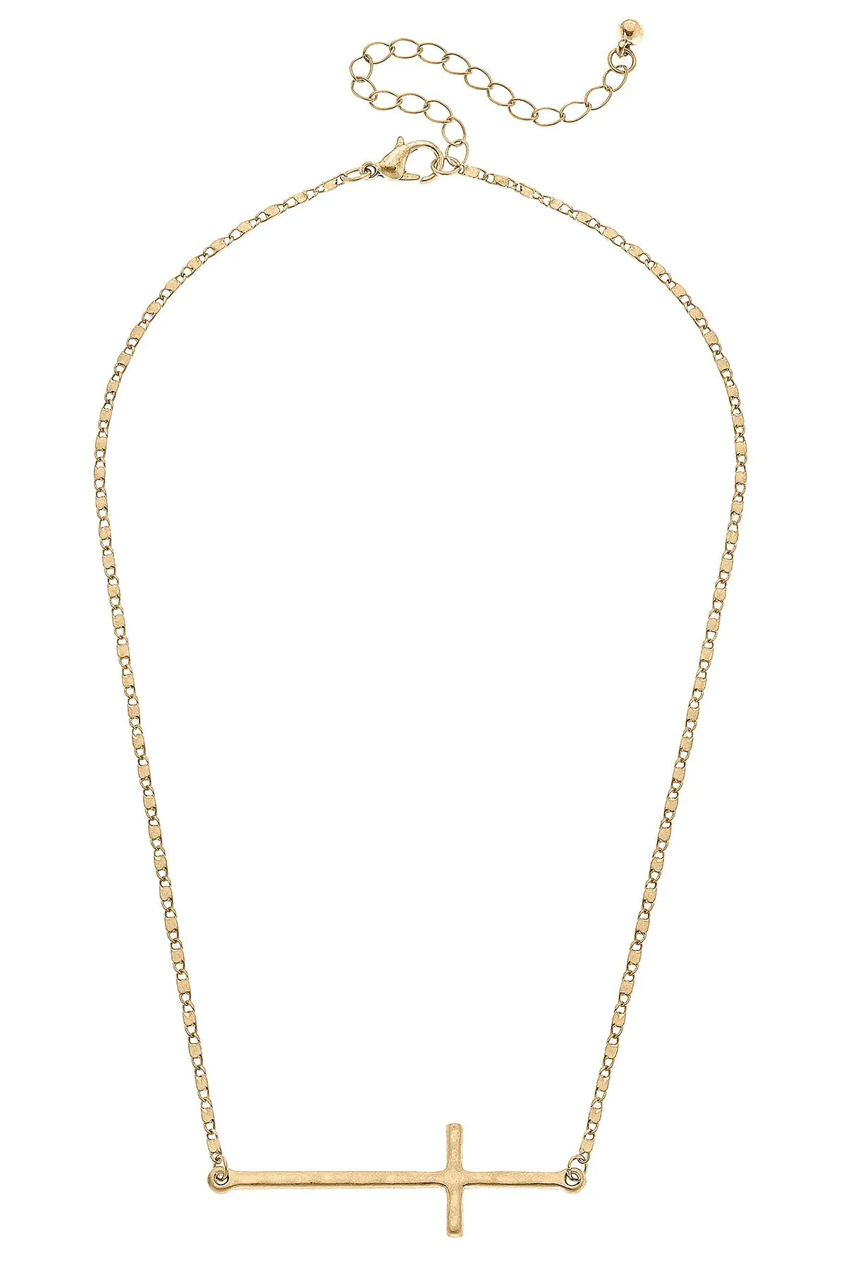Carmi Cross Necklace in Worn Gold sold by Canvas Style