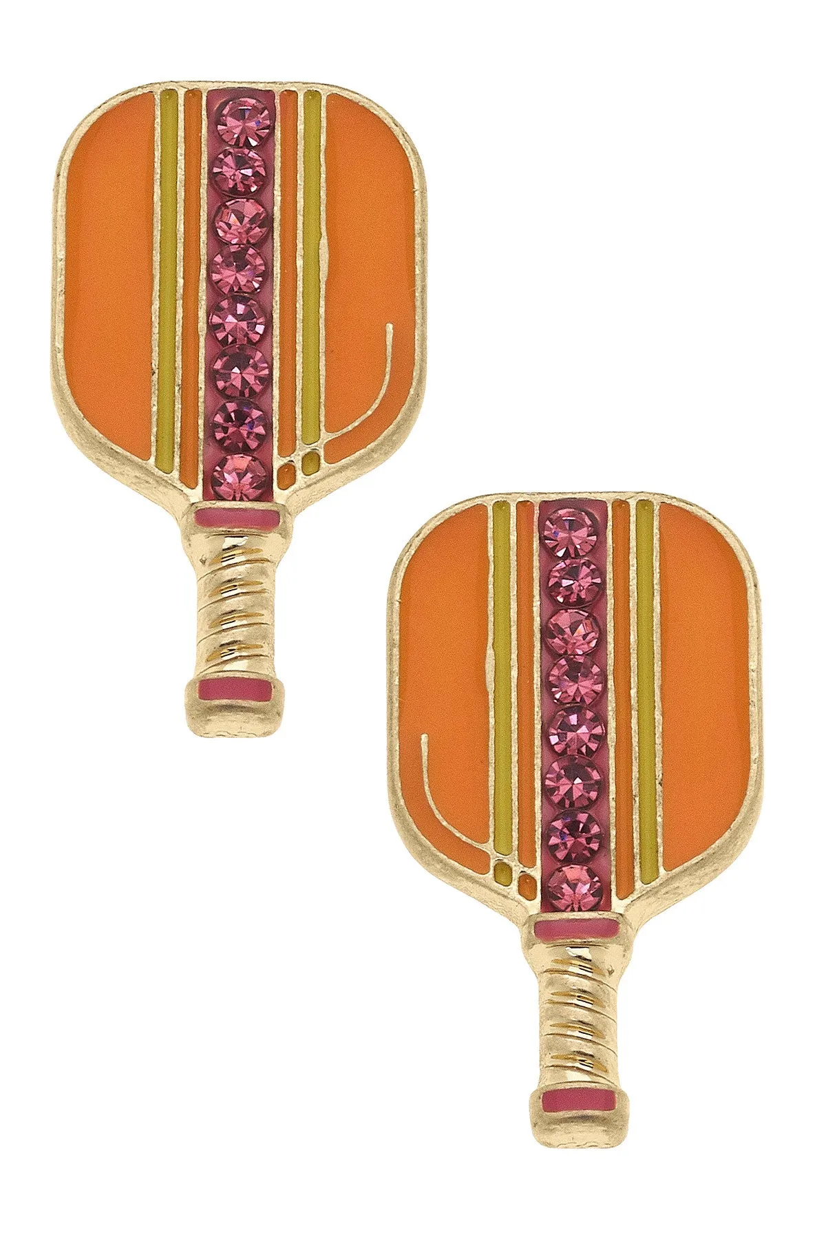 Ellie Pickleball Enamel Stud Earrings in Orange sold by Canvas Style