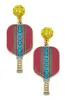 Ellie Pickleball Enamel Drop Earrings in Fuchsia sold by Canvas Style