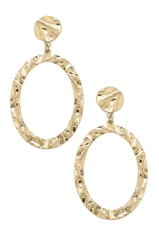 Lisbon Molten Metal Drop Earrings in Worn Gold sold by Canvas Style