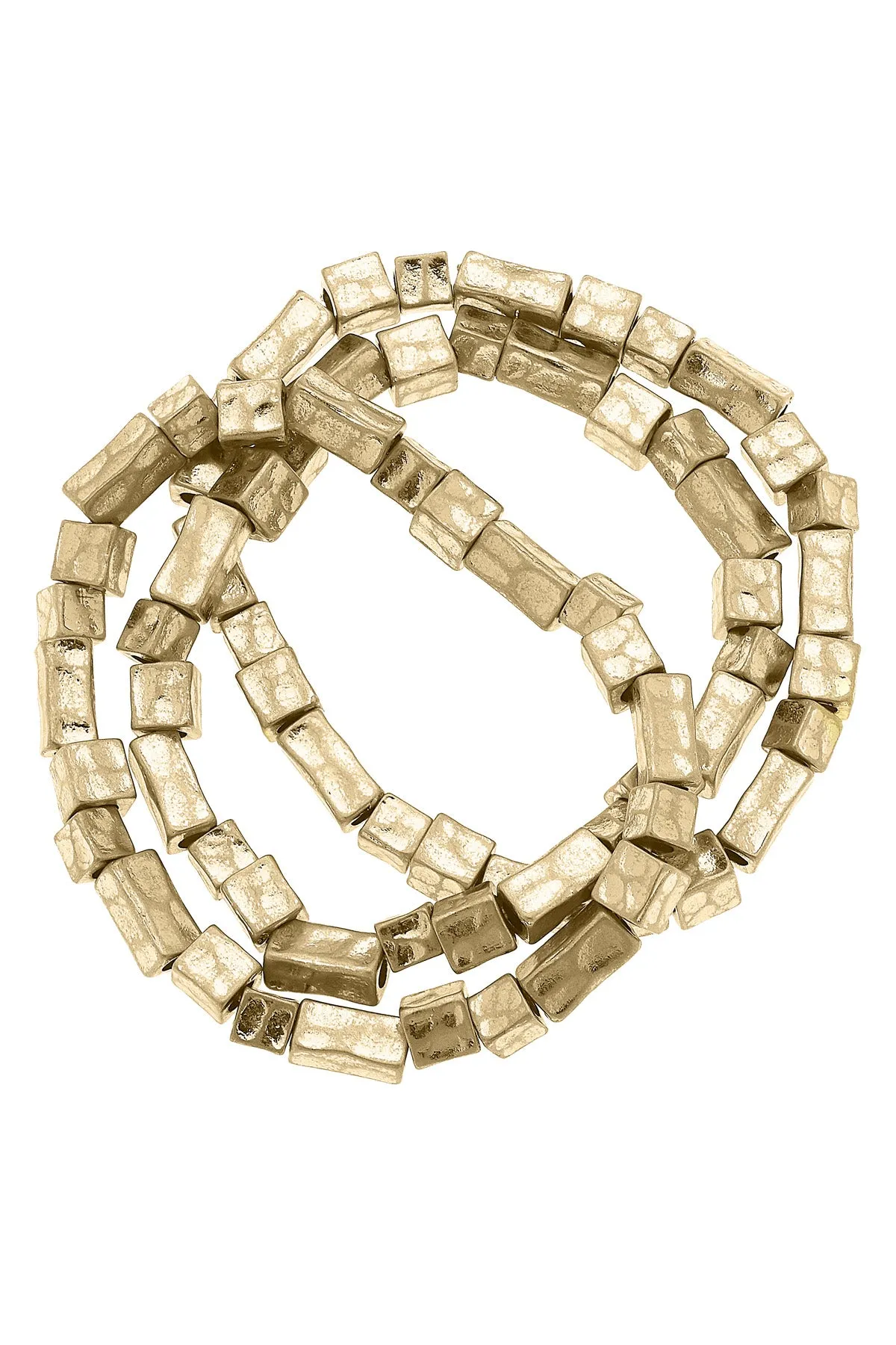 Havana Hammered Metal Stretch Bracelet (Set of 3) in Worn Gold - FINAL SALE sold by Canvas Style