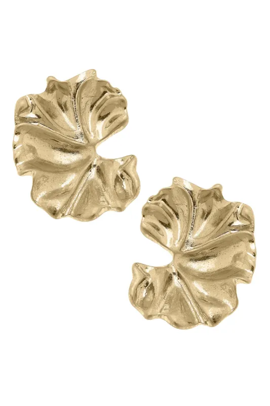 Athens Molten Metal Statement Earrings in Worn Gold - FINAL SALE sold by Canvas Style
