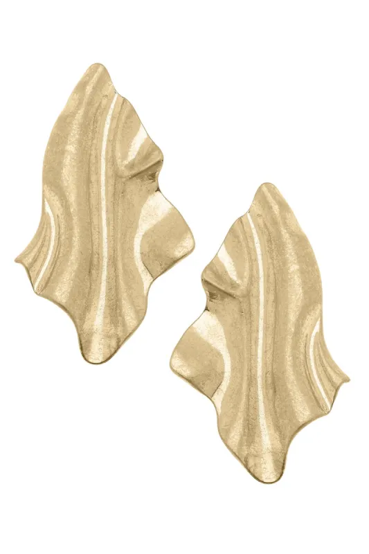 Valencia Molten Metal Statement Earrings in Worn Gold - FINAL SALE sold by Canvas Style